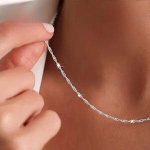 Simple Twisted Silver 20" Chain Necklace Stainless Steel Dainty Classic Layer